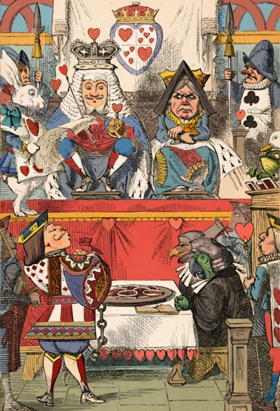 El Rey y la Reina de Corazones en la corte, 1889 de John Tenniel