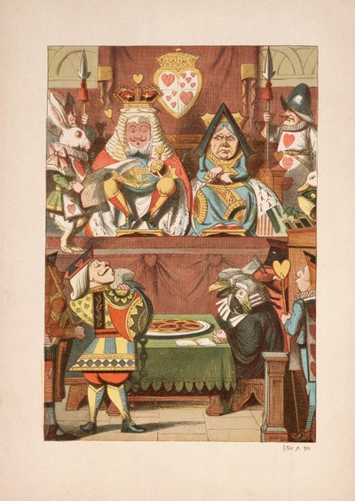 El juicio del Knave of Hearts, de Las aventuras de Alicia en el país de las maravillas y A través del espejo y lo que Alicia encontró allí, de Lewis Carroll, publicado en 1911 de John Tenniel