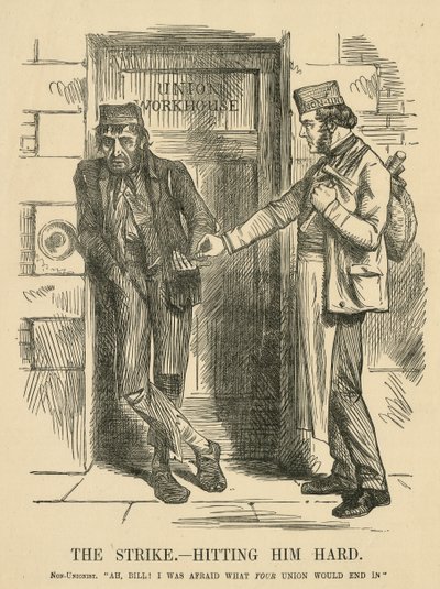 El resultado de la huelga - The Workhouse. Viñeta de 