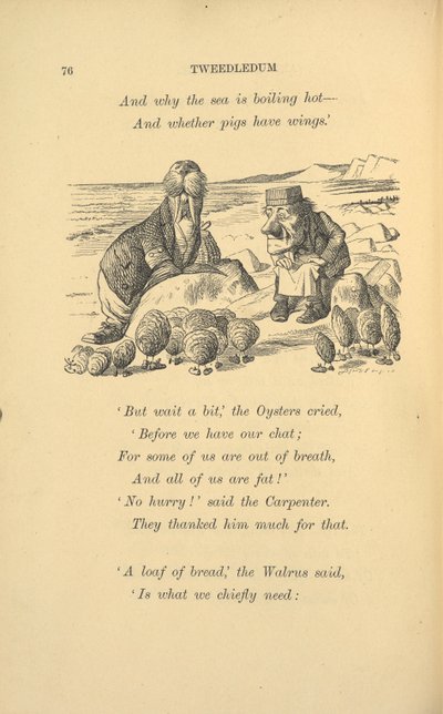 La morsa y el carpintero con ostras. de John Tenniel