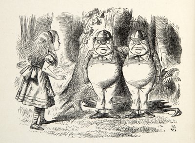 Tweedledum y Tweedledee, ilustración de A través del espejo, de Lewis Carroll (1832 - 98), 1872 de John Tenniel