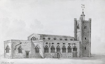 La antigua iglesia de St Giles, c.1718 (grabado) de John Thomas (after) Smith