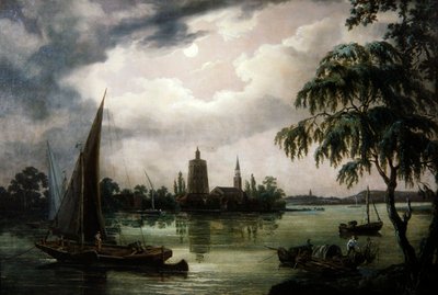 Vista nocturna del Támesis desde Chelsea de John Thomas Serres