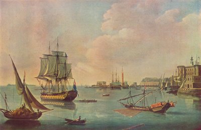 Buques ingleses en el puerto de Malta, c. 1805 de John Thomas Serres