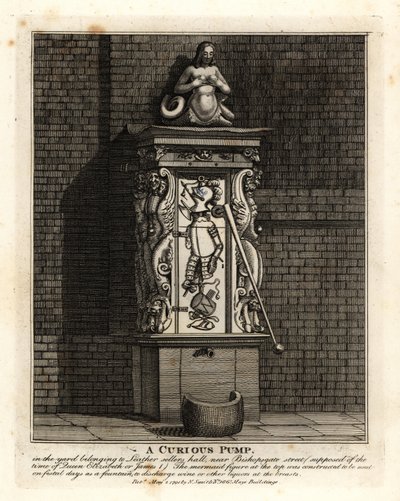 Una curiosa bomba en el patio de Leathersellers Hall, Bishopsgate Street, Londres de John Thomas Smith