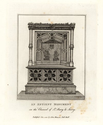 Monumento antiguo en el presbiterio de St Mary le Savoy de John Thomas Smith