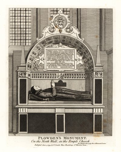 Monumento de Edmund Plowden en la pared norte de la Iglesia del Templo de John Thomas Smith
