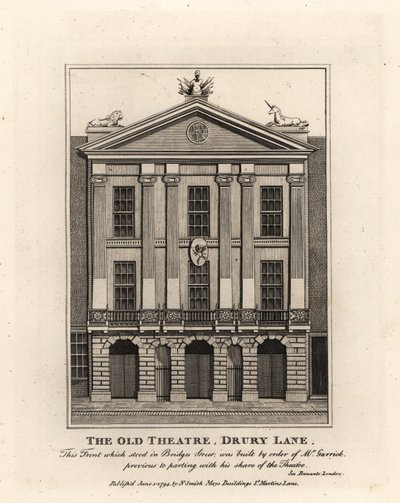 Fachada del Viejo Teatro, Drury Lane de John Thomas Smith