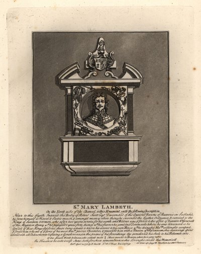 Efigie funeraria de Robert Scott, oficial del ejército en los servicios sueco y danés e inventor militar, fallecido en 1631, St Mary Lambeth de John Thomas Smith