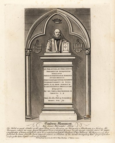 Monumento funerario al anticuario y heraldo isabelino William Camden, fallecido en 1623, en el Rincón de los Poetas, Abadía de Westminster de John Thomas Smith