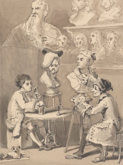 Hogarth sentado a Roubiliac por su busto de John Thomas Smith