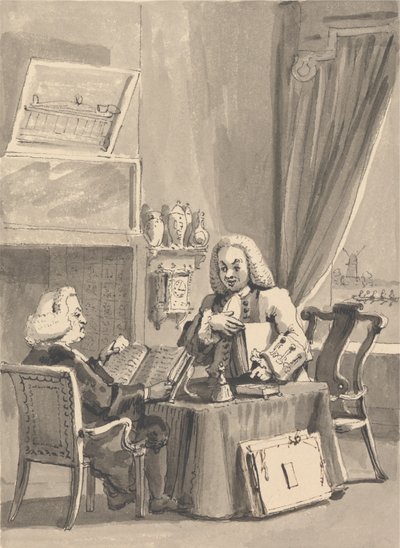 Hogarth pide a su mecenas, el obispo Hoadley, que revise su MS. Análisis de la belleza de John Thomas Smith