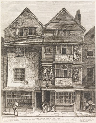 Casas en el lado sur de una calle llamada London Wall de John Thomas Smith