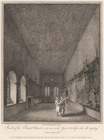 Interior de la Cámara Pintada tal y como era en el año 1800, antes de que se retirara el antiguo tapiz. de John Thomas Smith