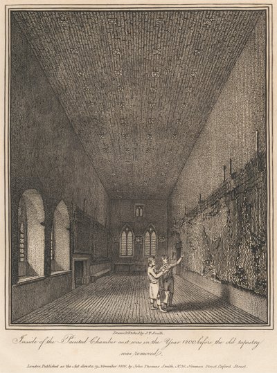 Interior de la Cámara Pintada tal y como era en el año 1800, antes de que se retirara el antiguo tapiz. de John Thomas Smith