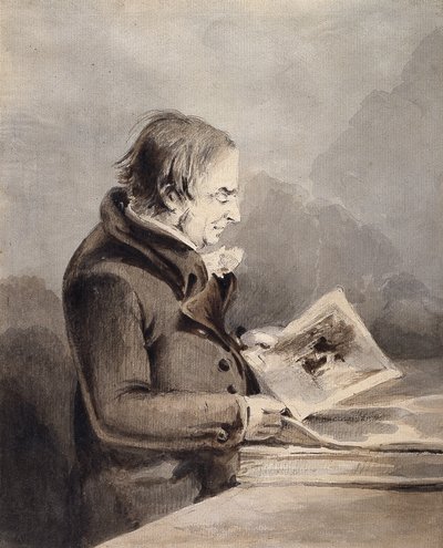 J.M.W. Turner In The British Museum (aguadas de tinta marrón y gris sobre lápiz sobre papel blanco) de John Thomas Smith