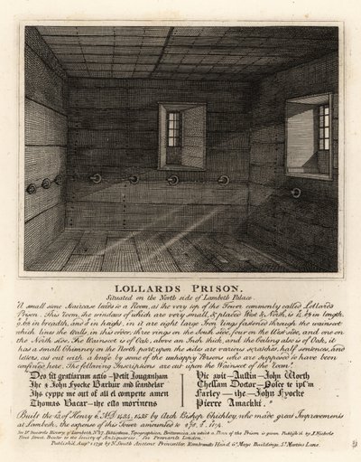 Prisión de los Lolardos, en la torre del Palacio de Lambeth de John Thomas Smith