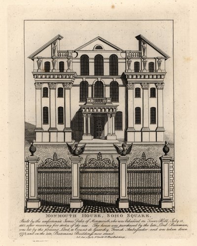 Casa Monmouth, Soho Square, demolida en 1773 de John Thomas Smith