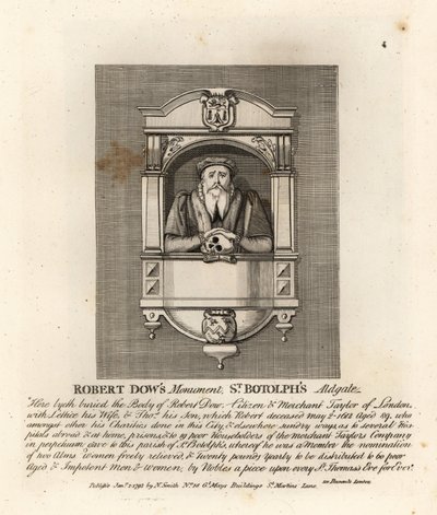 Monumento al comerciante sastre y filántropo Robert Dow en St Botolph, Adgate de John Thomas Smith
