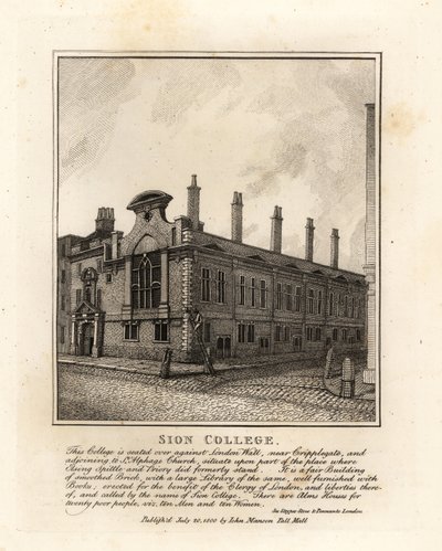 Sion College, en London Wall, cerca de Cripplegate de John Thomas Smith