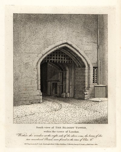 Vista sur de la Torre Sangrienta dentro de la Torre de Londres de John Thomas Smith