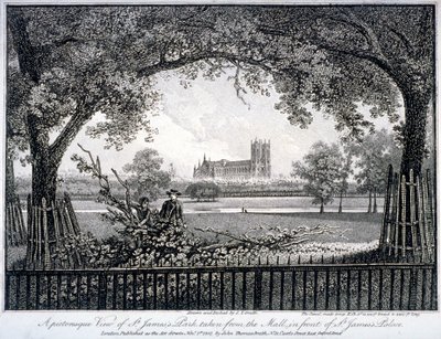St James Park, desde el Mall frente al Palacio de St James, Westminster, Londres, 1807 de John Thomas Smith