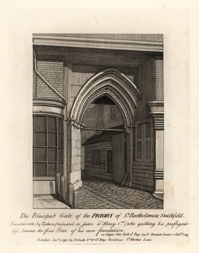 La Puerta Principal del Priorato de St Bartholomew, Smithfield de John Thomas Smith