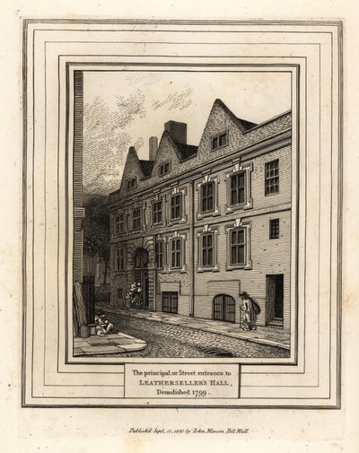 La entrada principal o de la calle a Leathersellers Hall, demolida en 1799 de John Thomas Smith