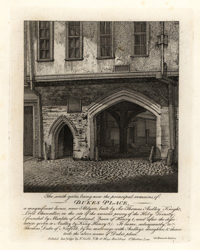 Las ruinas de las Puertas del Sur de Dukes Place, construidas por Sir Thomas Audley (1488-1544) cerca de Aldgate de John Thomas Smith