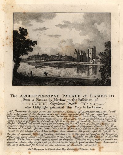 Vista del Palacio de Lambeth, Londres de John Thomas Smith