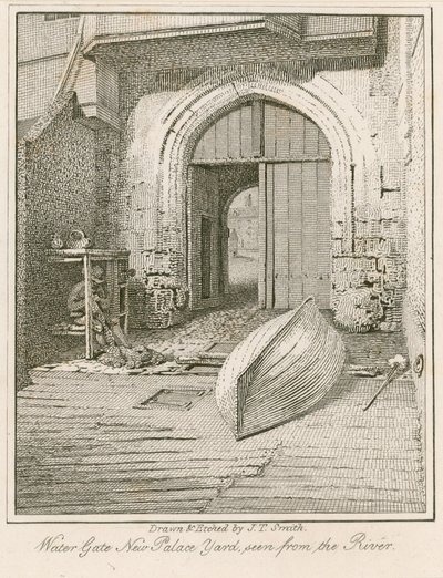 Puerta de agua, New Palace Yard, Palacio de Westminster de John Thomas Smith