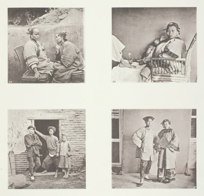 Mujeres de Amoy, El pie pequeño de una dama china, Hombres de Amoy, Traje masculino y femenino, Amoy, c.1868 de John Thomson