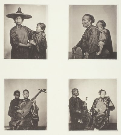 Chicas del Barco, Una Barquera de Cantón y Niño, Músicos, c. 1868 de John Thomson