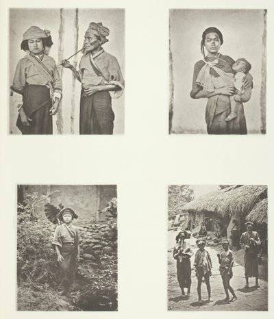 Mujeres Pepohoan, modo de llevar al niño, traje de mujeres Baksa, Lakoli de John Thomson