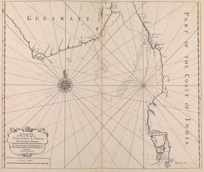 Carta Grande de Parte de la Costa de GUZARATT  INDIA desde Diu Head hasta Bombay. (imprimir) de John Thornton