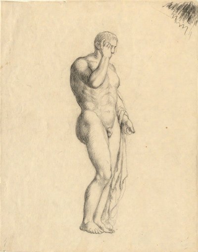 Figura masculina desnuda (clásica) que muestra el lado derecho (misma figura que 1938.280) de John Trumbull