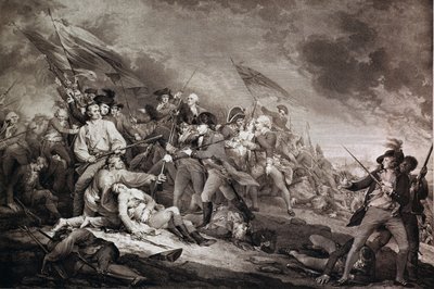 La muerte del general Warren en la batalla de Bunker Hill, 17 de junio de 1775, publicada por Anthony C. de Poggi, Londres 1798 de John Trumbull