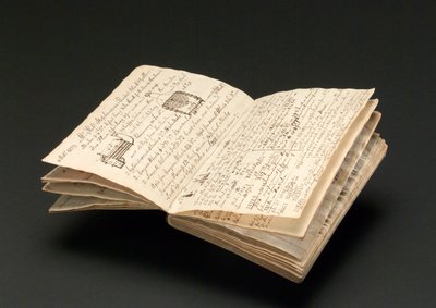 Cuaderno perteneciente a John Urpeth Rastrick, utilizado para registrar detalles de las pruebas de locomotoras de Rainhill en 1829 de John Urpeth Rastrick