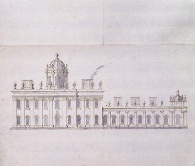 Castillo Howard, Yorkshire: Un Esquema a Lápiz que Muestra el Desarrollo de las Alas del Patio, c.1699 de John Vanbrugh
