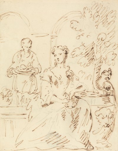 Dama y cacatúa de John Vanderbank
