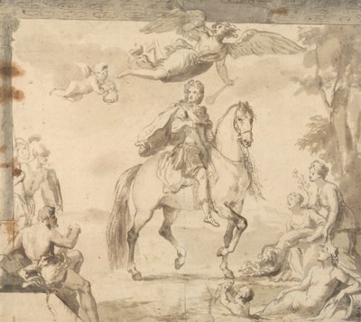Estudio preparatorio para la decoración "Retrato ecuestre de Jorge I" de John Vanderbank