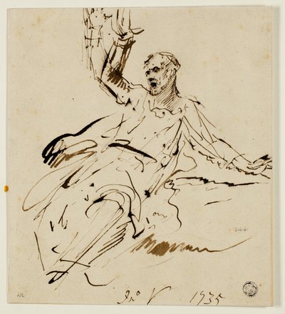 Figura masculina sentada con el brazo levantado de John Vanderbank