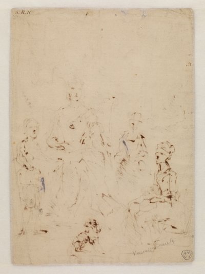 Boceto para un retrato familiar, verso de John Vanderbank