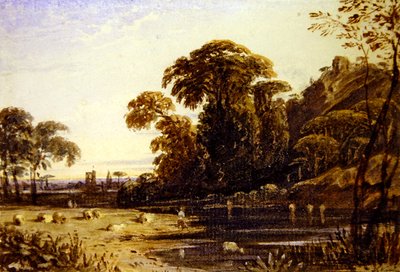 Paisaje con una torre en una colina de John Varley