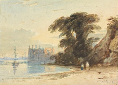 Paisaje fluvial con figuras de John Varley