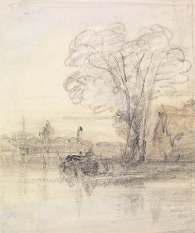Árboles que sobresalen de un río de John Varley