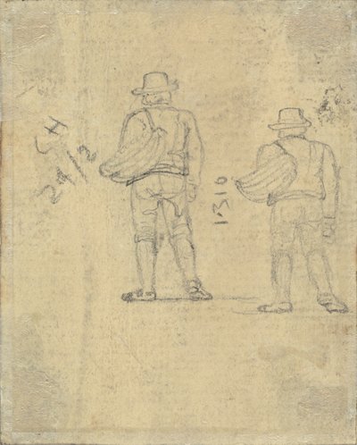 Dos estudios de una figura sosteniendo una cesta [verso] de John Varley