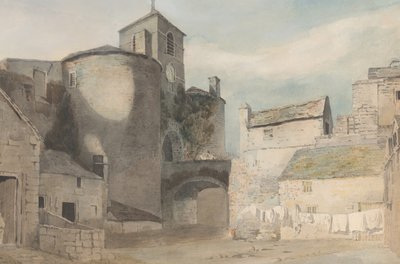 Entrada fortificada a una ciudad galesa Puerta Este de Caernarvon de John Varley I