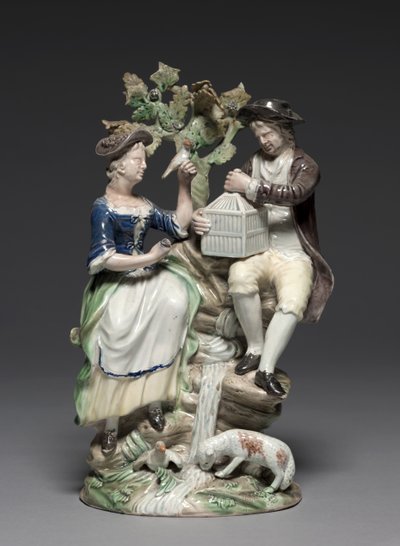Grupo con jaula de pájaros, hecho por la Fábrica de Staffordshire, c.1770 de John Voyez