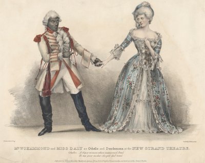 El Sr. W. J. Hammond y la Srta. Daly como Otelo y Desdémona en el New Strand Theatre de John W. Gear